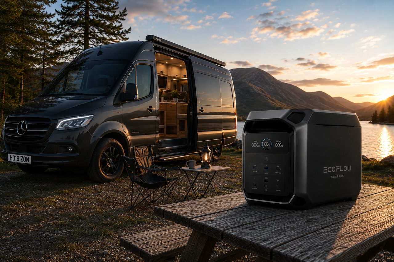 A portable power station in use at home