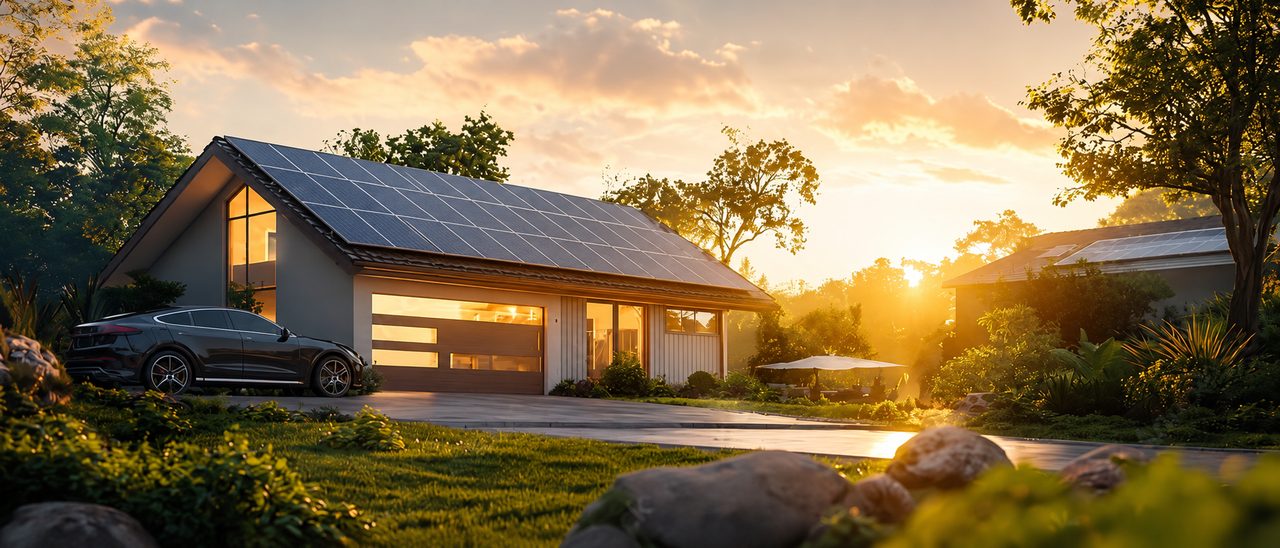 An illustration of a connected smart energy home